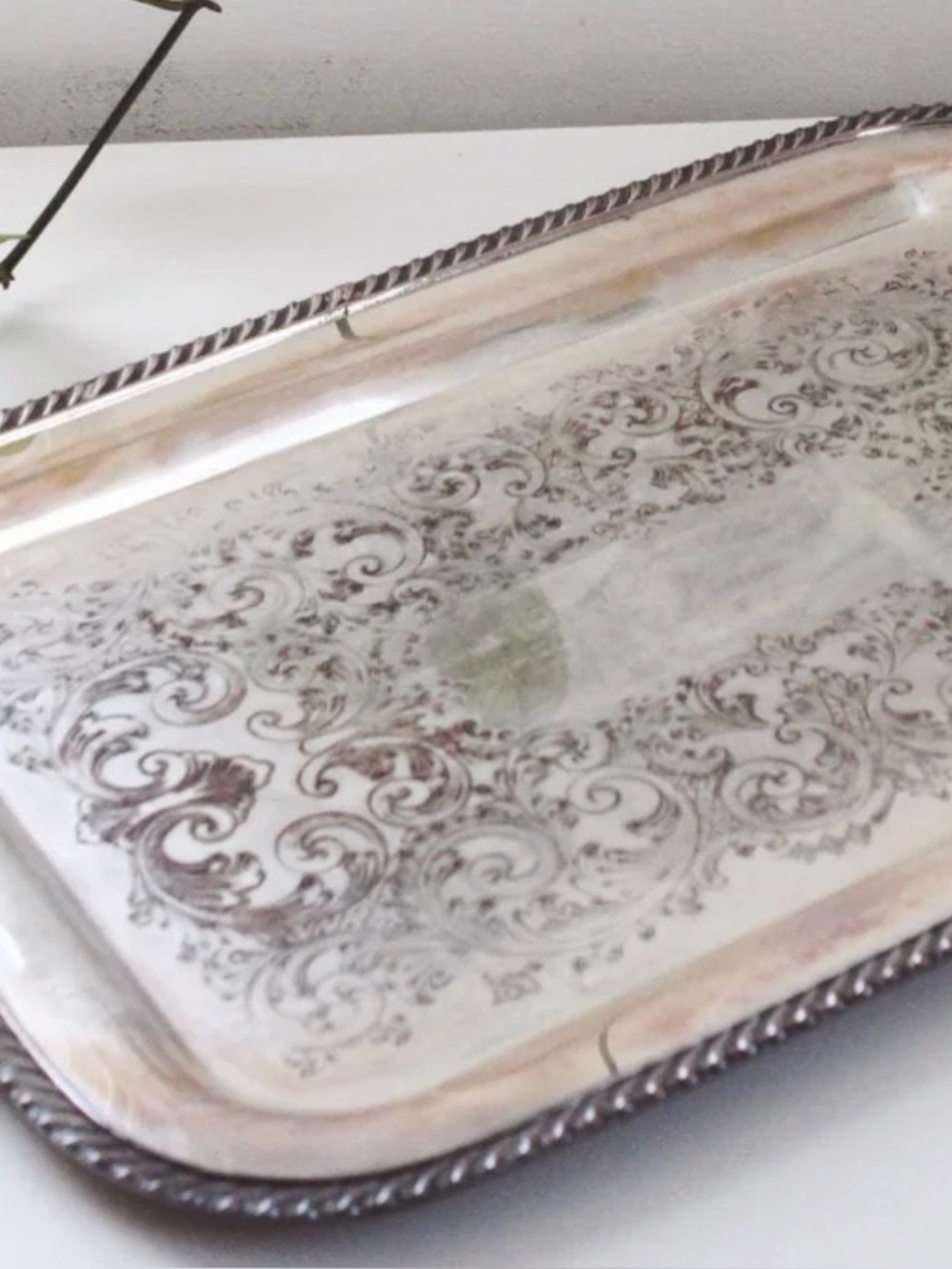 Vintage Sheffield  Silver Co. Silver on Copper Serving Tray